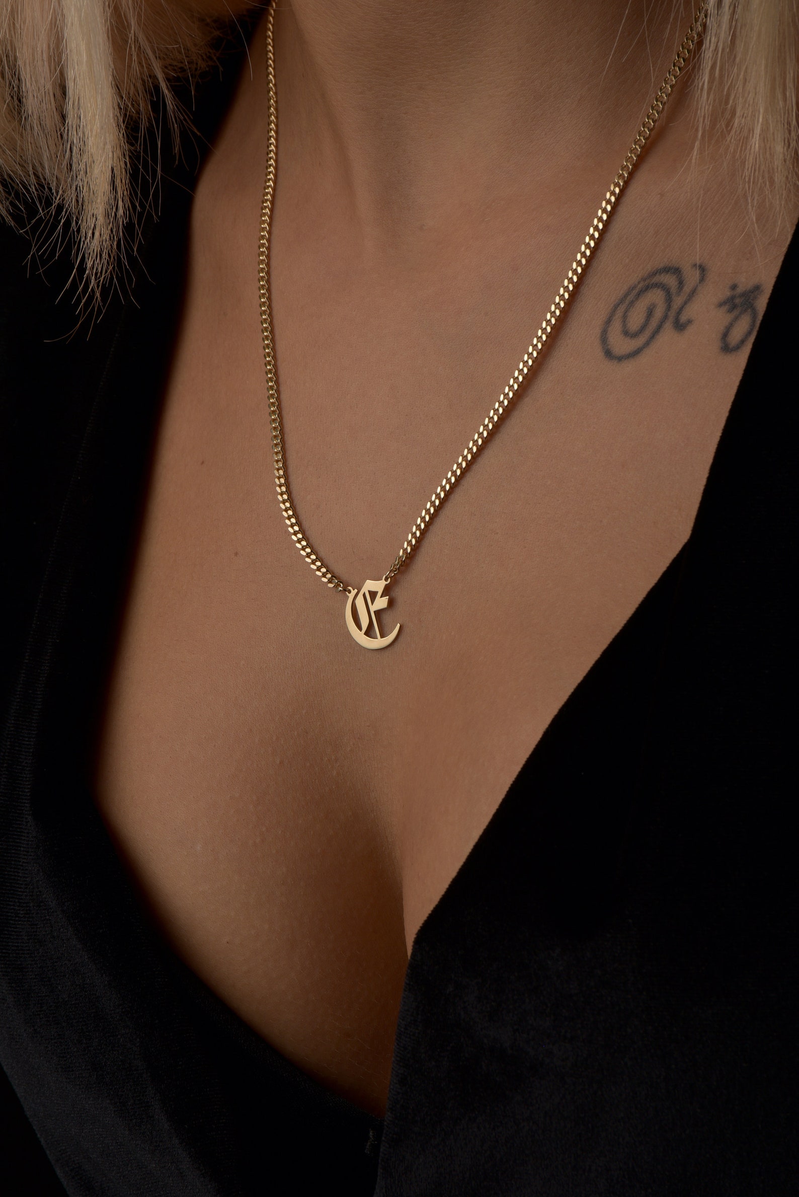 Old English Initial Necklace Old English Jewelry Old English Etsy