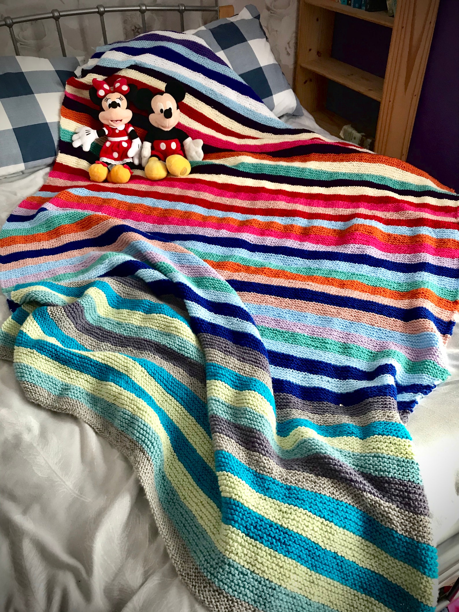 Multi coloured Stripe knitted blanket Etsy