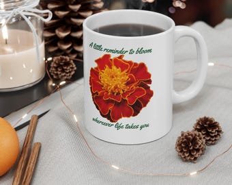 October Birth Month Flower Mug, Minimalist Floral Cup, Botanical Birthday Gift, 11 oz or 15 oz Mug