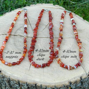 Carnelian necklace, Carnelian Choker, Carnelian anklet, Carnelian bracelet with clasp, August Birthstone Necklace image 2