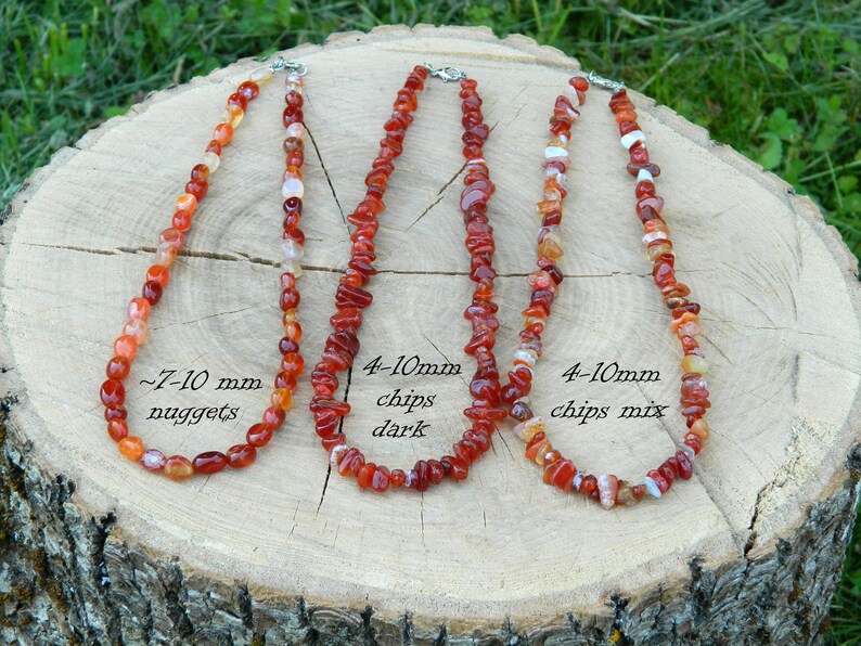 Carnelian necklace, Carnelian Choker, Carnelian anklet, Carnelian bracelet with clasp, August Birthstone Necklace image 2