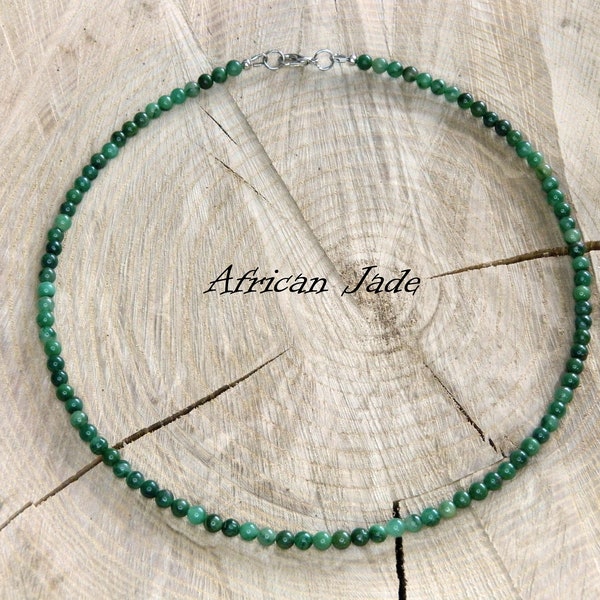 Collier en jade africain, qualité AAA, tour de cou en jade africain, tour de cou en jade vert, collier en jade vert, 35-180 cm, 14-71 pouces, 4 mm, 6 mm, 8 mm