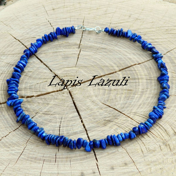 Lapis Lazuli Necklace, Lapis Lazuli Choker, September Birthstone, Simple Necklace, 35-180cm, 14-71 inch, 4-6mm chips, ~10mm nuggets