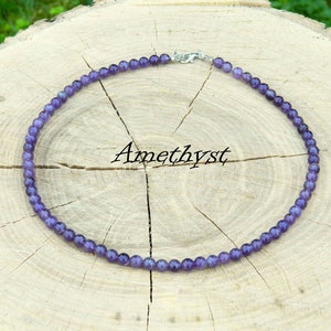 Amethyst Necklace, Amethyst Choker, AAAA Grade, February Birthstone, Beaded Necklace, Beaded Choker, 35-180cm,14-71&quot;, 4-6-8mm