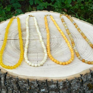 Collar de jade amarillo, gargantilla de jade amarillo, collar de nefrita, gargantilla de nefrita, collar sencillo, 35-180 cm, 14-71 pulgadas, 4-6-8-10 mm
