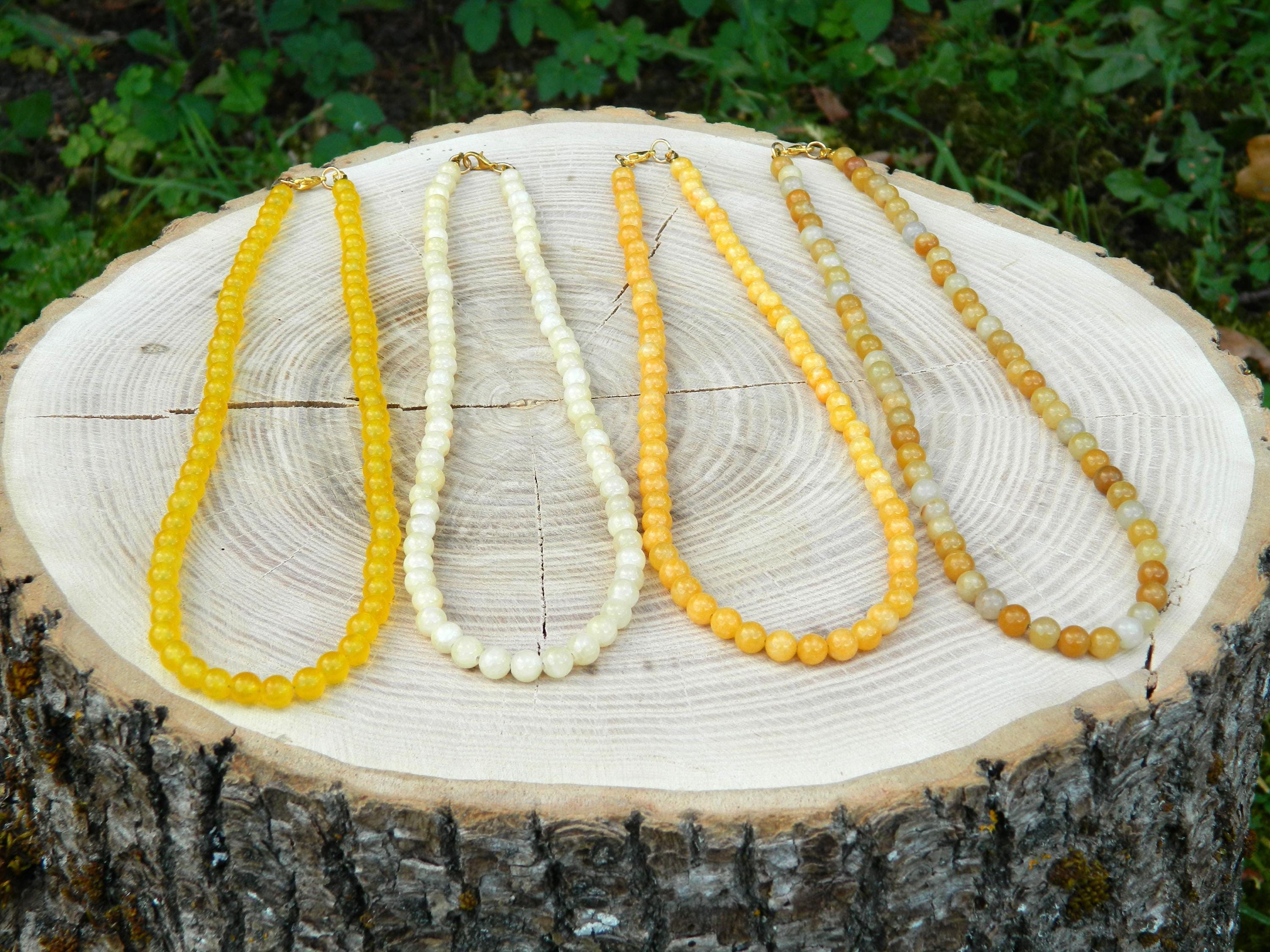 Yellow Jade Necklace, Yellow necklace,March Birthstone 