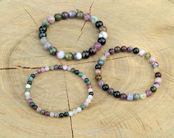 Multicolor Tourmaline Gemstone Bracelet, October Birthstone