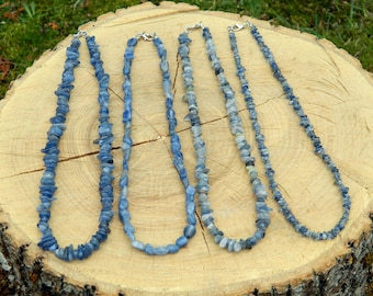 Kyanit Halskette, Kyanit Choker, Nuggets Halskette, Chip Choker, Stier Geburtsstein, 35-180 cm, 14-71 Zoll, 3-4 mm, 4-6 mm, 6-12 mm Nuggets