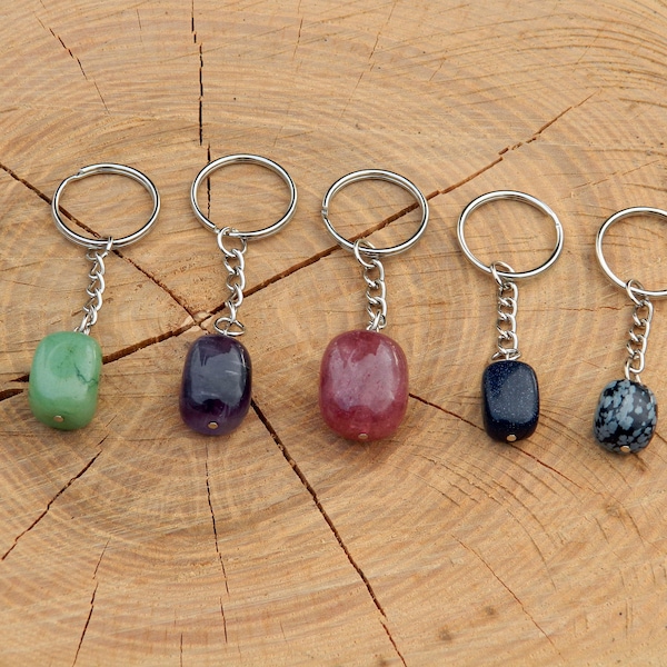 Natural Gemstone Key chain,Key ring, Key chain, Bag Charm, Key Holder, Car Keyring, Clip on Bag, Car Charm, Nephrite, Shungite, Rose Quartz