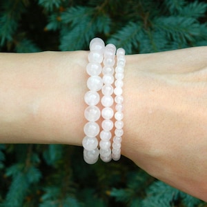 Weißes Jade Perlen Armband, Edelstein Schmuck