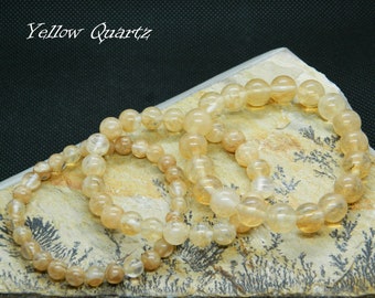 Yellow Quartz Bracelet, Beaded Bracelet, Quartz Bracelet, Chakra Bracelet, November Birthstone, 13-23cm, 5.11-9.05 inch, 4mm, 6mm, 8mm, 10mm