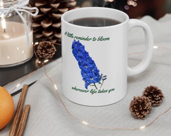 July Birth Month Flower Mug, Minimalist Floral Cup, Botanical Birthday Gift, 11 oz or 15 oz Mug