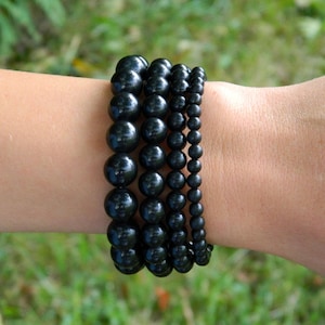 Shungite Bracelet, EMF Protection, Natural Shungite, Beaded bracelet, Gemstone Bracelet, 13-23 cm, 5.11-9.05 inch, 4mm, 6mm, 8mm, 10mm, 12mm