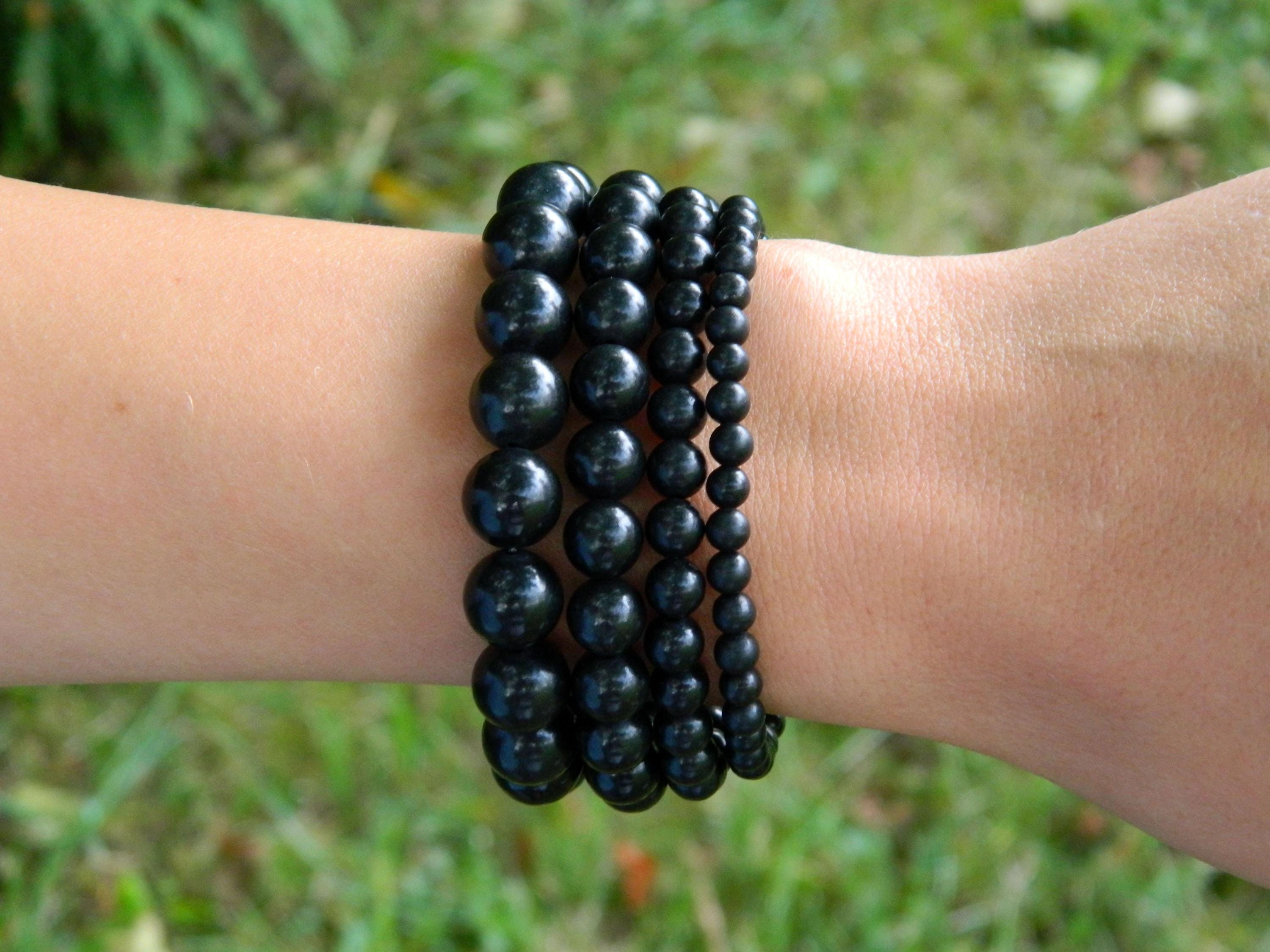 Shungite Bracelet, EMF Protection, Natural Shungite, Beaded bracelet, Gemstone Bracelet, 13-23 cm, 5.11-9.05 inch, 4mm, 6mm, 8mm, 10mm, 12mm
