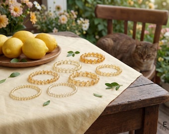 Citrine Bracelet, Lemon & Honey citrine, November Birthstone yellow gemstone bracelet
