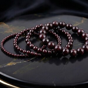 Garnet Beaded Bracelet, January Birthstone, Gemstone Jewelry Burgundy image 6