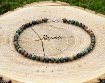 Rhyolite Necklace, Rhyolite Choker, Rainforest Rhyolite, Beaded Necklace, Simple Necklace, 35-180cm, 14-71 inch, 4-6-8-10mm