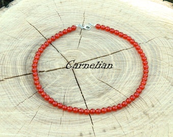 Collar de cornalina, gargantilla de cornalina, tobillera de cornalina, pulsera de cornalina con cierre, collar de piedra natal de agosto