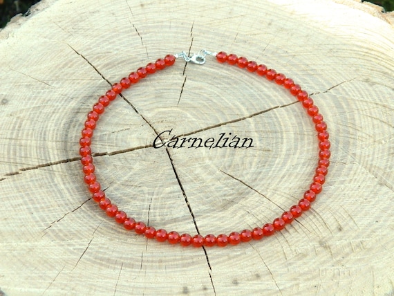 Carnelian necklace, Carnelian Choker, Carnelian anklet, Carnelian bracelet with clasp, August Birthstone Necklace