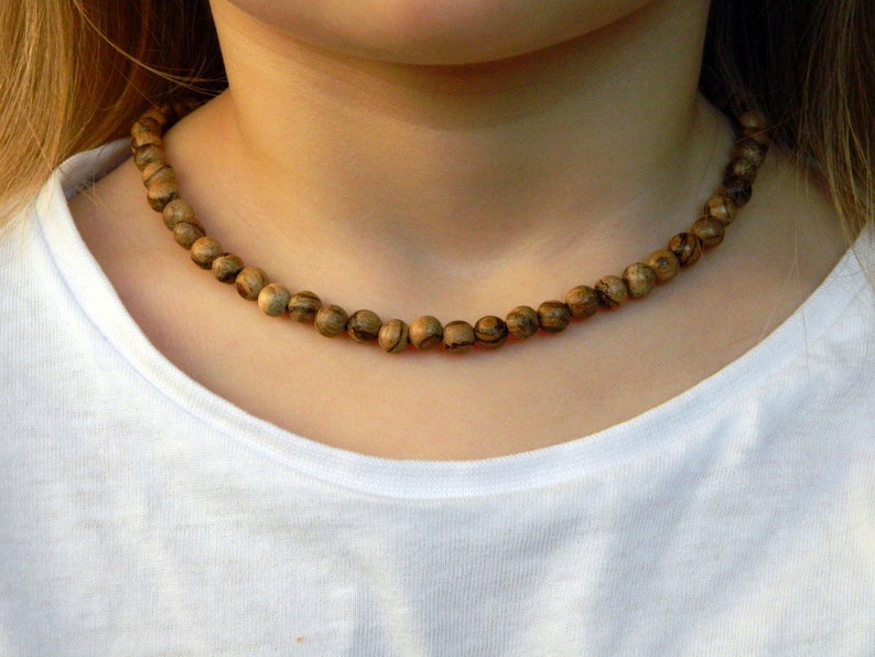 Collar de sándalo, gargantilla de sándalo, sándalo natural, collar de cuentas de madera, surfista, minimalista, 35-180 cm, 14-71 pulgadas, 6 mm, 8 mm, 10 mm imagen 6