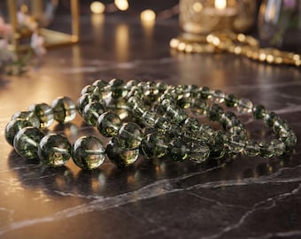 Phantom Quartz Bracelet, Green, AAA Grade, Green Phantom, Beaded Bracelet, Ghost Quartz