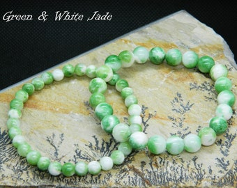 Green Jade Bracelet, Green Spotted Jade, Gemstone Bracelet, Hippie, Beaded Bracelet, 13-23 cm, 5.11-9.05 inch, 6-8-10mm