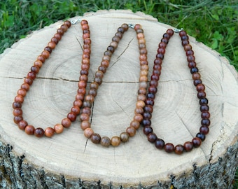 Redwood Halskette, Redwood Choker, Sequoia, Natürliches Redwood, Holzperlen Halskette, Surfer Halskette, 35-180 cm, 14-71 Zoll, 4-6-8-10 mm