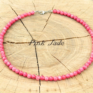 Pink Jade Necklace, Pink Jade Choker, AAA Grade, Rose Jade, Women Necklace, Surfer Necklace, Beaded Necklace, 35-90cm, 14-35inch,6-8-10mm