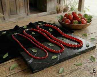 Red Jade Necklace, Red Jade bracelet, Red Jade anklet, Minimalist Gemstone Choker