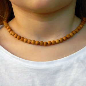 Collar de sándalo, gargantilla de sándalo, sándalo natural, collar de cuentas de madera, surfista, minimalista, 35-180 cm, 14-71 pulgadas, 6 mm, 8 mm, 10 mm imagen 5