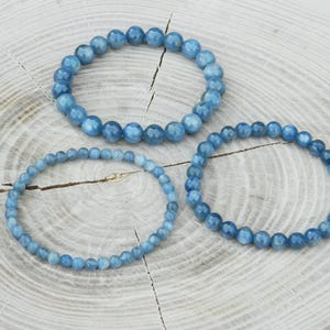 Kyanite Bracelet, AAA grade Kyanite, Blue Kyanite, Beaded Bracelet, Taurus Birthstone, 13-23cm, 5.11-9.05 inch, 4mm, 6mm, 8mm