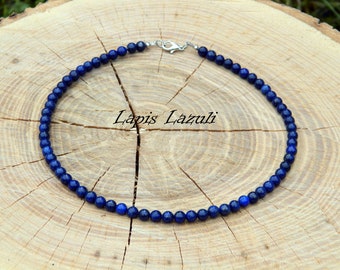 Lapis Lazuli Necklace, Lapis Lazuli Choker, September Birthstone, Surfer Necklace, Beaded Necklace, 35-90cm, 14-35 inch, 4mm, 6mm, 8mm, 10mm