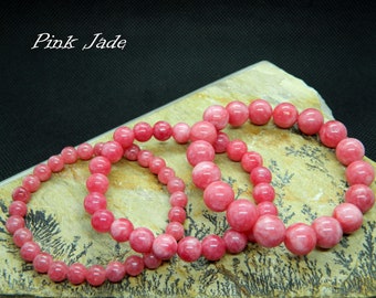 Rosa Jade Armband, AAA Grade, Rose Jade, Edelstein Armband, März Geburtsstein, Birthstone Schmuck, 13-23 cm, 5.11-9.05 inch, 6-8-10 mm