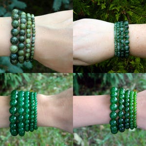 Green Jade Bracelet, AAA Grade, Moss Jade, Nephrite Bracelet, May Birthstone, 13-23 cm, 5.11-9.05 inch, 4-6-8-10-12mm