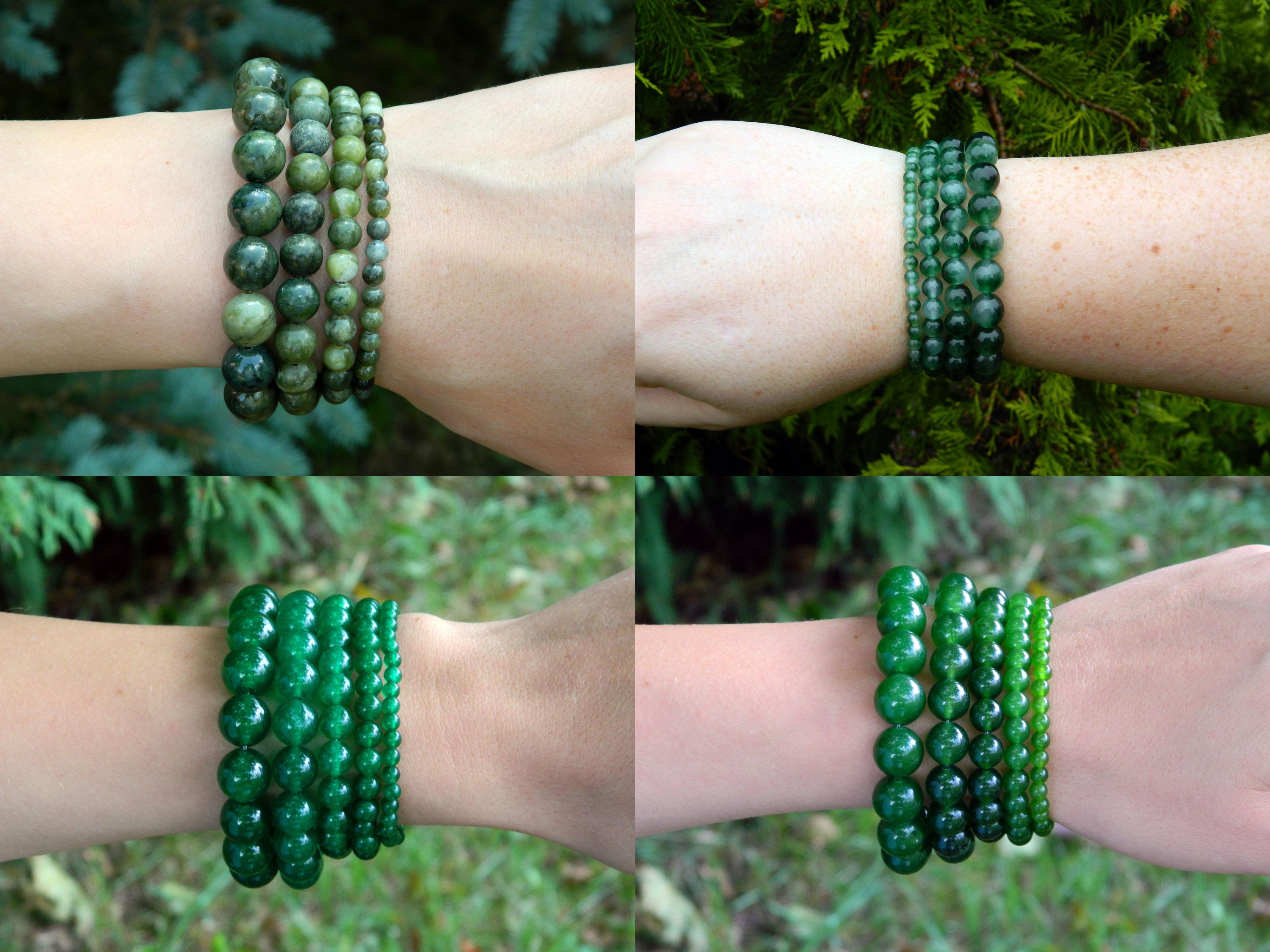 Green Jade Bracelet, AAA Grade, Moss Jade, Nephrite Bracelet, May Birthstone, 13-23 cm, 5.11-9.05 inch, 4-6-8-10-12mm