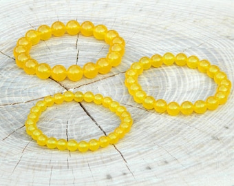 Bracelet jade jaune, néphrite jaune, bracelet de perles, bracelet de pierres précieuses, 13-23 cm, 5.11-9.05 pouces, 4-6-8-10 mm