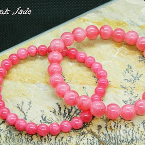 Rosa Jade Armband, AAA Grade, Rose Jade, Perlen Armband, Edelstein Armband, März Geburtsstein, 13-23 cm, 5.11-9.05 inch, 6 mm, 8 mm, 12 mm