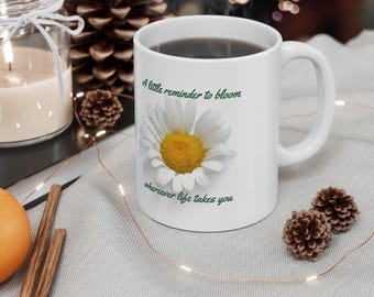 April Birth Month Flower Mug, Minimalist Floral Cup, Botanical Birthday Gift, 11 oz or 15 oz Mug