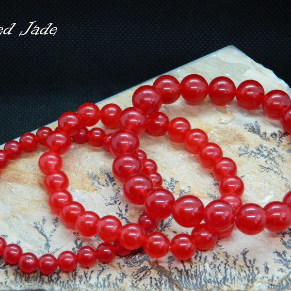 Bracelet de jade rouge, qualité AAA, couleur rubis, pierre de naissance de mars, bracelet de pierres précieuses, 13-23 cm, 5,11-9,05 pouces, 4-6-8-10-12 mm