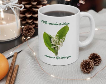 May Birth Month Flower Mug, Minimalist Floral Cup, Botanical Birthday Gift, 11 oz or 15 oz Mug