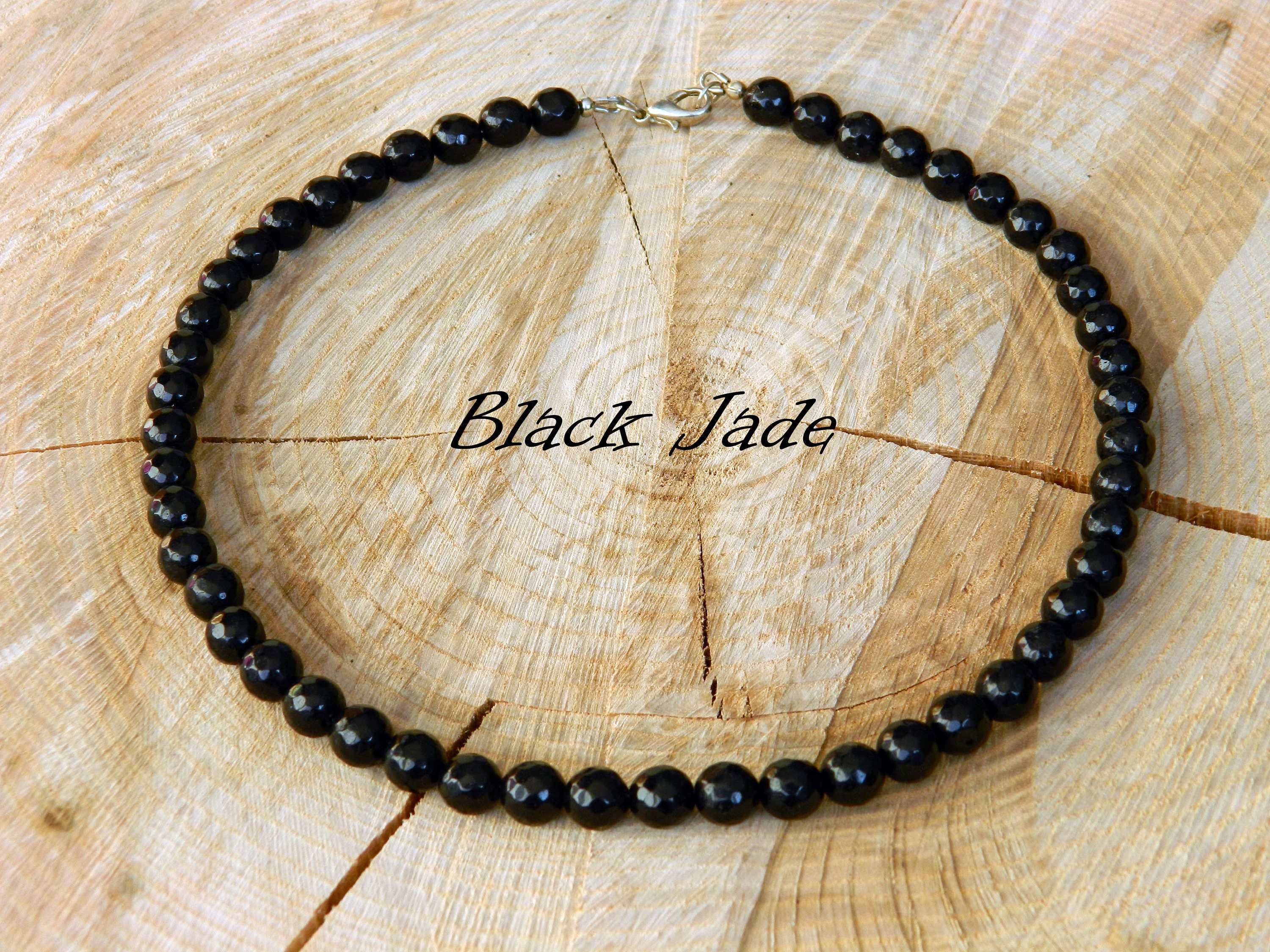 Black Jade Necklace Black Jade Choker Faceted Beads Men