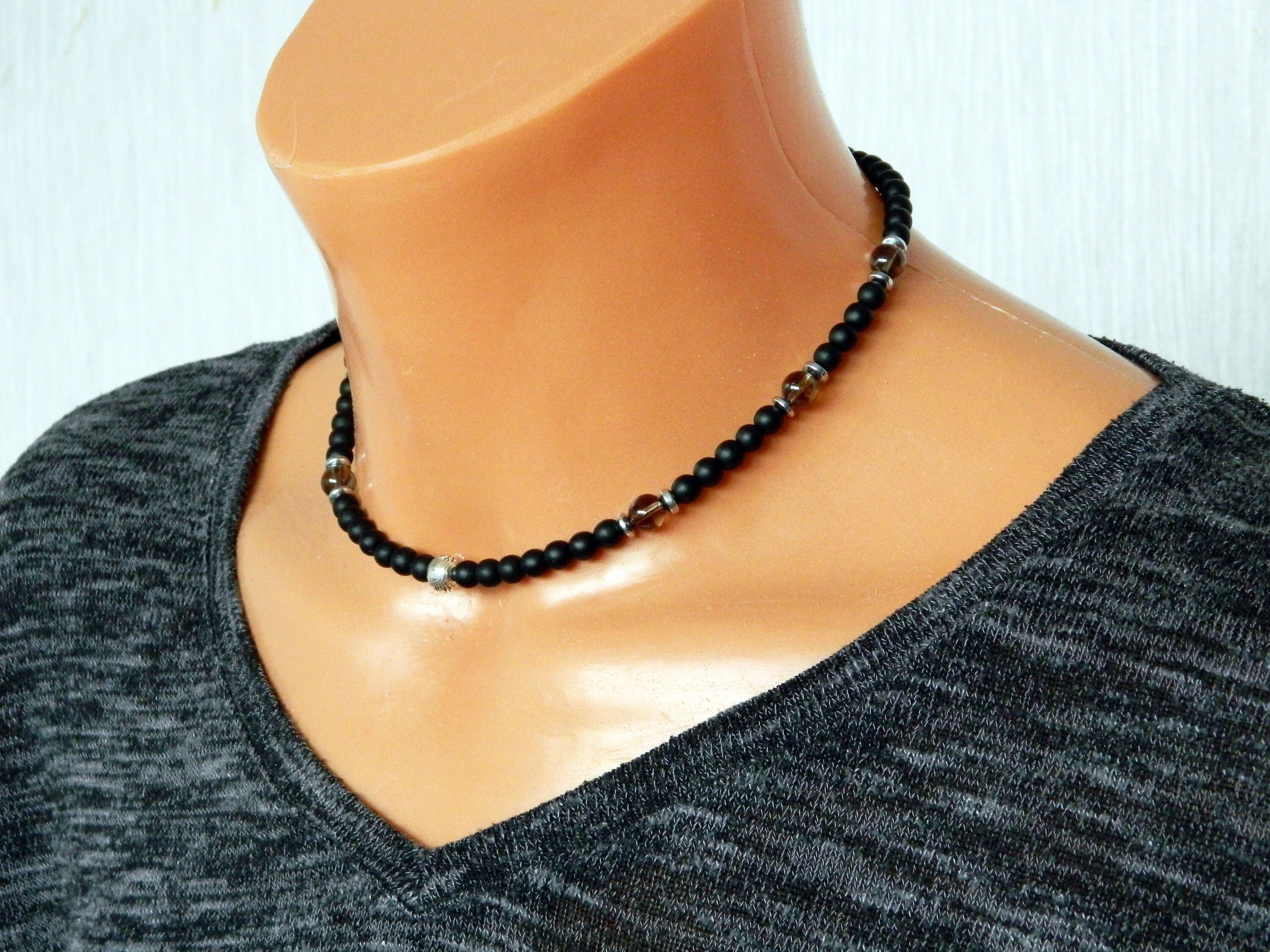 Shungite Necklace EMF Protection Mens Necklace Choker Etsy