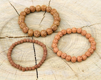 Rudraksha Bracelet, Mukhi Stone Bracelet, Beaded Bracelet, Rudraksha Seed Bracelet, 13-23 cm, 5.11-9.05 inch, 6mm, 8mm, 12mm