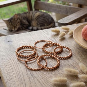 Natural Copper Beaded Bracelet, Minimalist Style healing