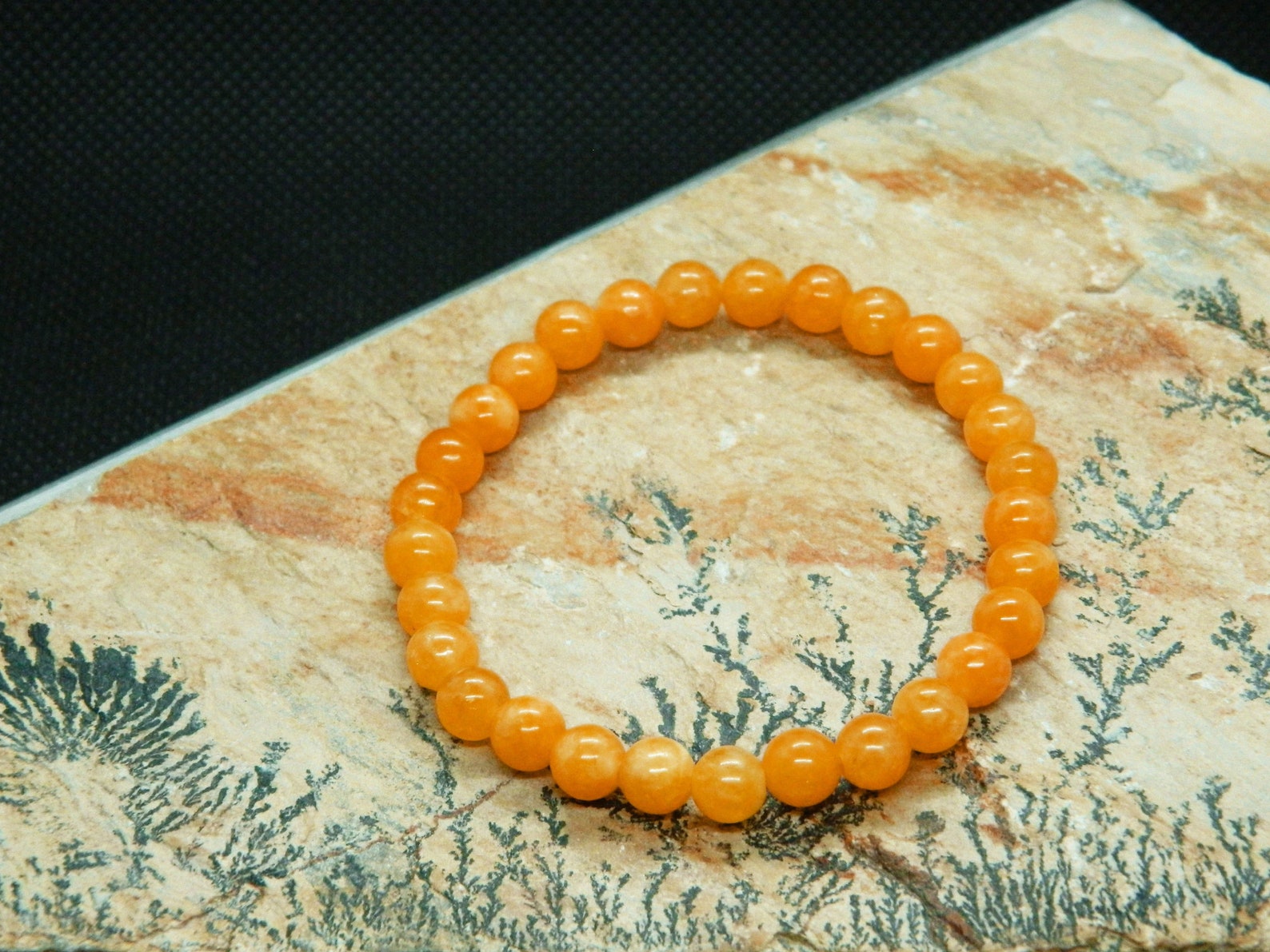 Orange Jade Bracelet Nephrite Beaded Bracelet Gemstone Etsy