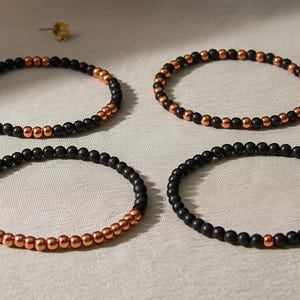 Shungite and Copper Bracelet, 100% natural Shungite and Copper beads, Beaded EMF Protection Bracelet, 5G, Grounding, 4mm and 6mm beads