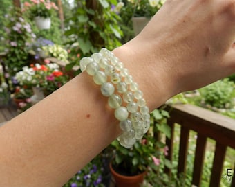 Prehnite Bracelet, Gemstone Jewelry, green bracelet, dainty bracelet