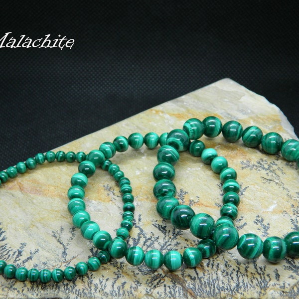 Malachite Bracelet, Malachite Chips Bracelet, Genuine Malachite, Gemstone Bracelet, Taurus Birthstone, 4-6-8mm, 4mm faceted, 4-6mm chips