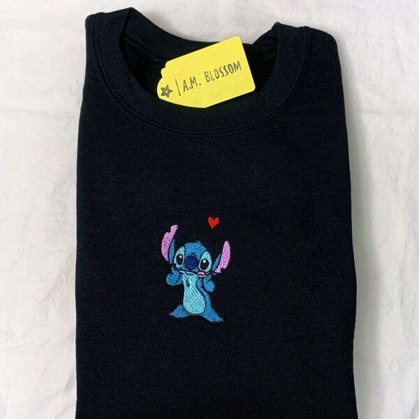 Stitch Embroidered Hoodie Etsy