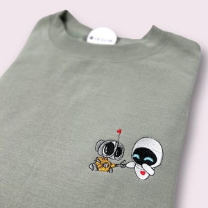 Wall-E x Eve Valentines day sweater / t shirt / hoodie / embroidered crewneck / gifts for her / gifts for him Easter Valentines day